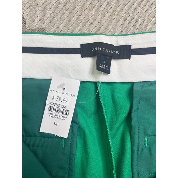 Ann Taylor The ANKLE High Rise cuffed green pants, size 14 - Picture 3 of 12